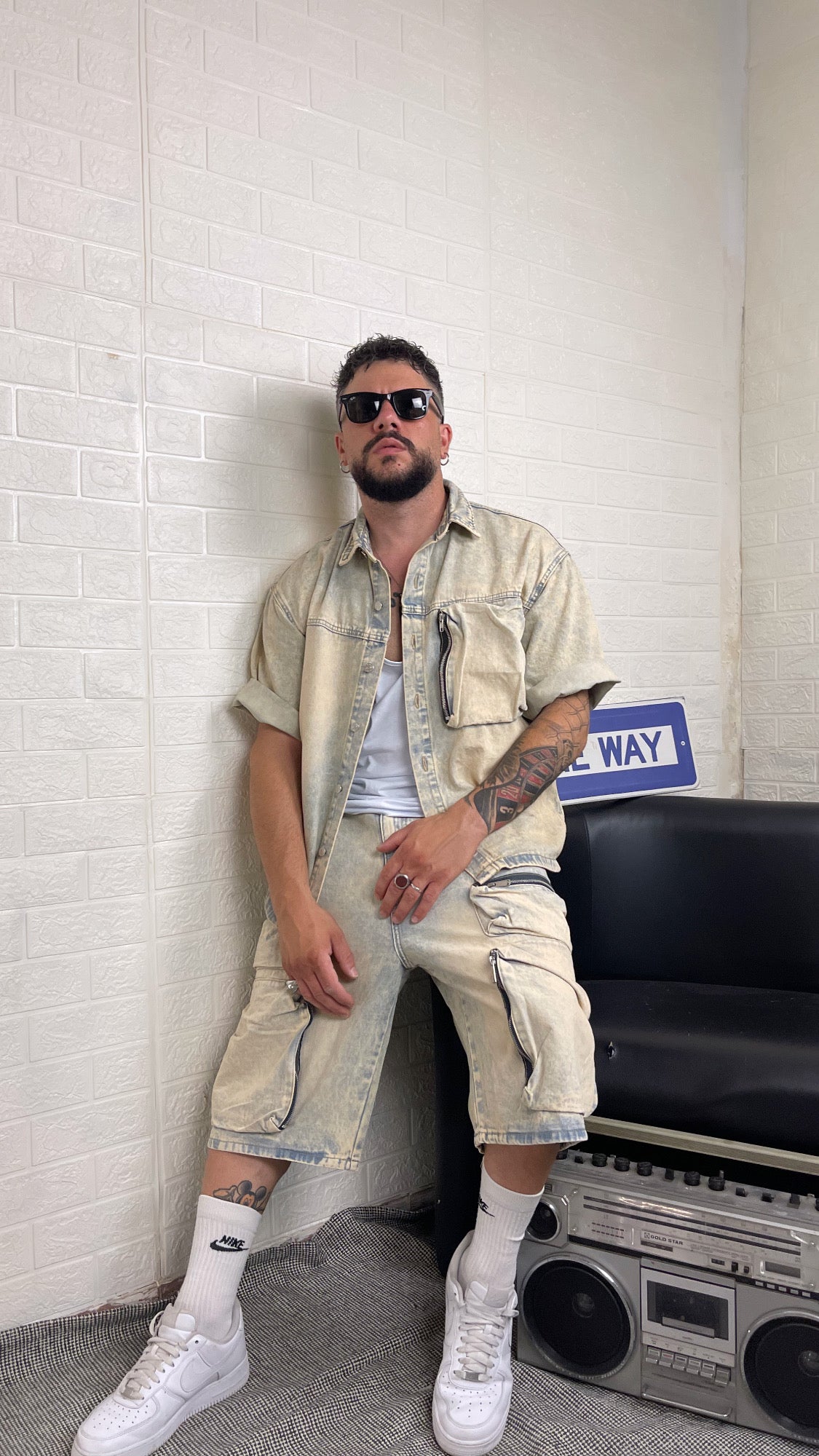 Coordinato in jeans sabbiato