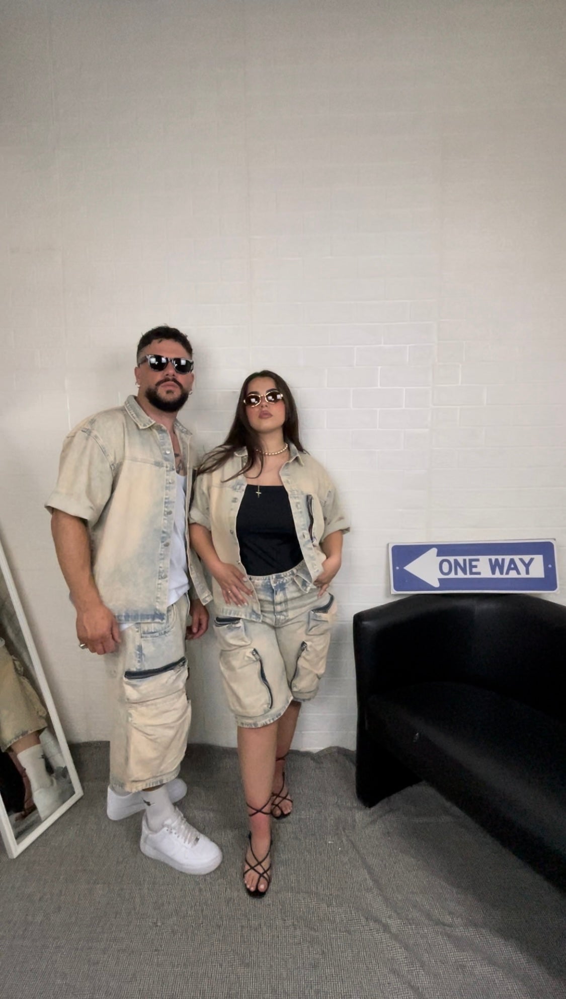 Coordinato in jeans sabbiato